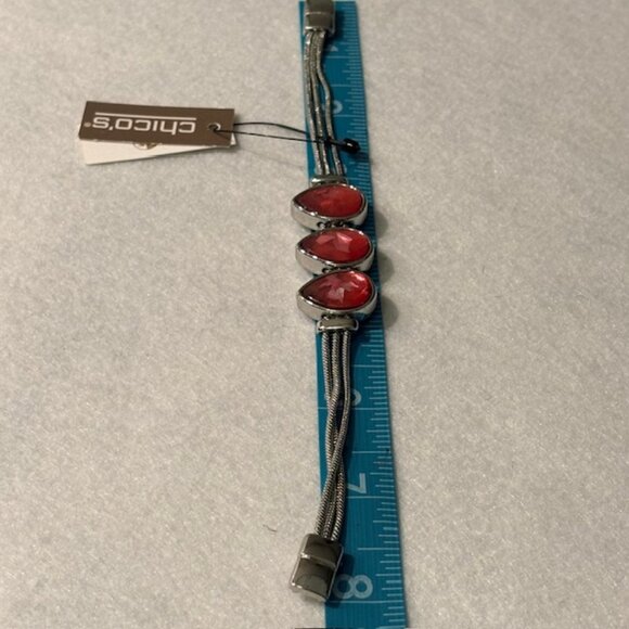 Chico's Reversible Navy Fuchsia Teardrop Silver Tone Magnetic Close Bracelet NWT - Picture 7 of 7